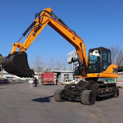 รถขุดตีนตะขาบล้อเหลือง 9 Ton Hydraulic Compact Excavator