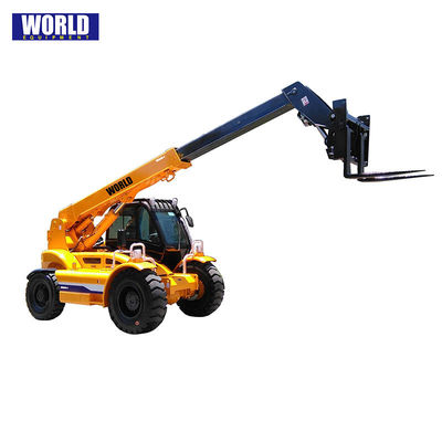 3T 4T ดีเซล 7m 14m Telehandler Telescopic Forklift พวงมาลัย 4 ล้อ