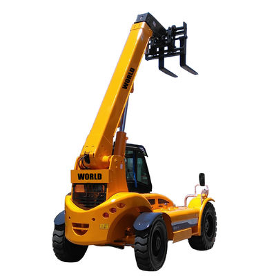 3T 4T ดีเซล 7m 14m Telehandler Telescopic Forklift พวงมาลัย 4 ล้อ