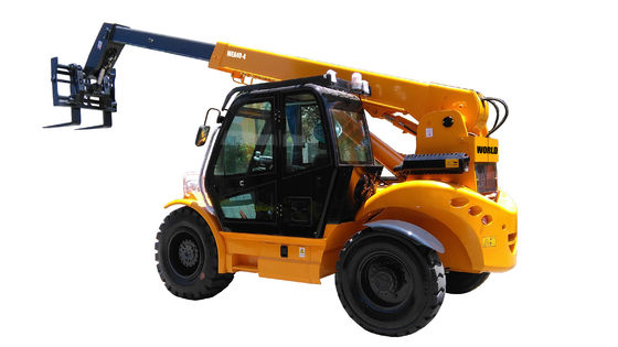 3T 4T ดีเซล 7m 14m Telehandler Telescopic Forklift พวงมาลัย 4 ล้อ