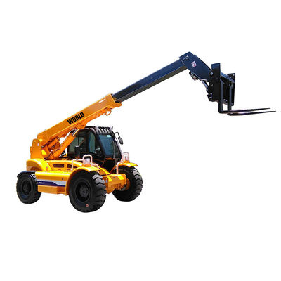 3T 4T ดีเซล 7m 14m Telehandler Telescopic Forklift พวงมาลัย 4 ล้อ