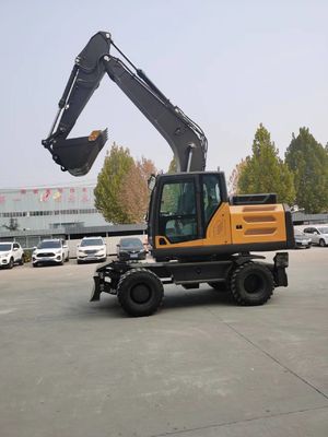 มินิ Log Grapple Wheel Backhoe Excavator 0.6cbm ถึง 0.8cbm สําหรับวิศวกรรมเทศบาล