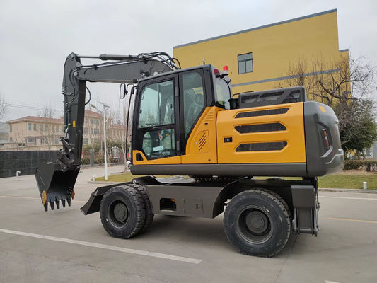 มินิ Log Grapple Wheel Backhoe Excavator 0.6cbm ถึง 0.8cbm สําหรับวิศวกรรมเทศบาล