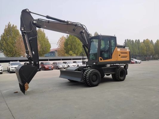 มินิ Log Grapple Wheel Backhoe Excavator 0.6cbm ถึง 0.8cbm สําหรับวิศวกรรมเทศบาล
